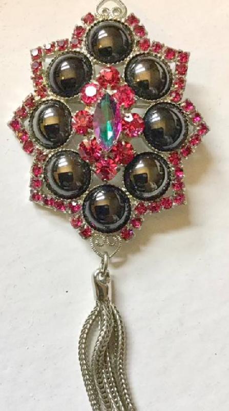Front view of Hematite Cabochons Brooch