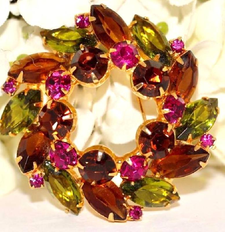 Front view of Multiple Colors Navettes Brooch