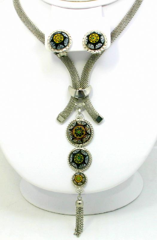 Front view of Black (jet) Cabochons Molded/Cut Earrings Clip