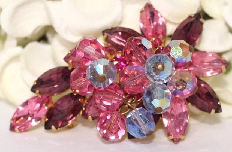 Front view of Multiple Colors Navettes Brooch