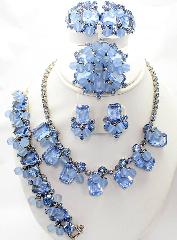Blue Emerald Cut Frosted Earrings Clip
