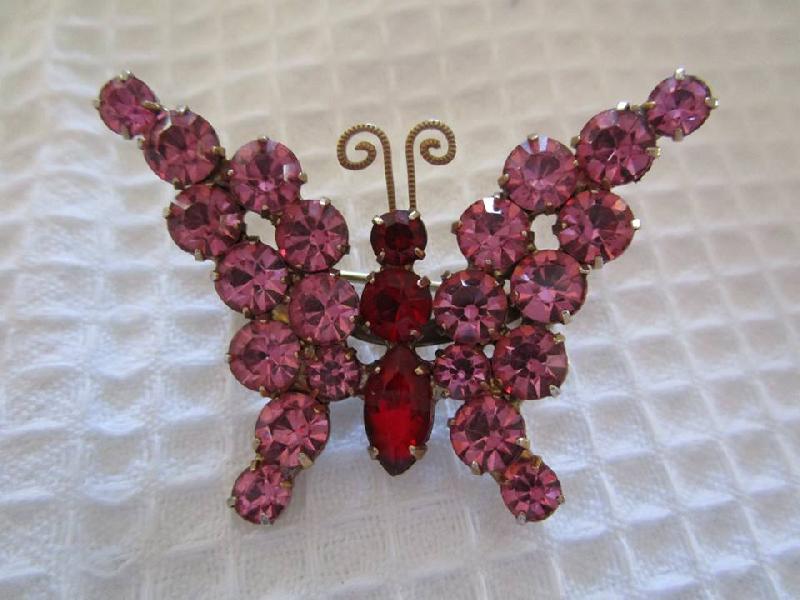 Front view of Pink Navettes Brooch