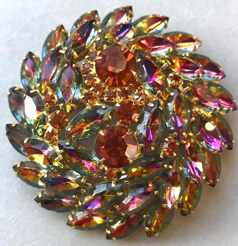 Front view of Topaz Navettes Multi-Color/Shaded Brooch
