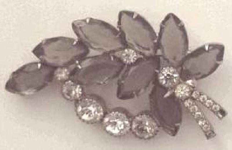 Front view of Gray (black Diamond) Navettes Brooch