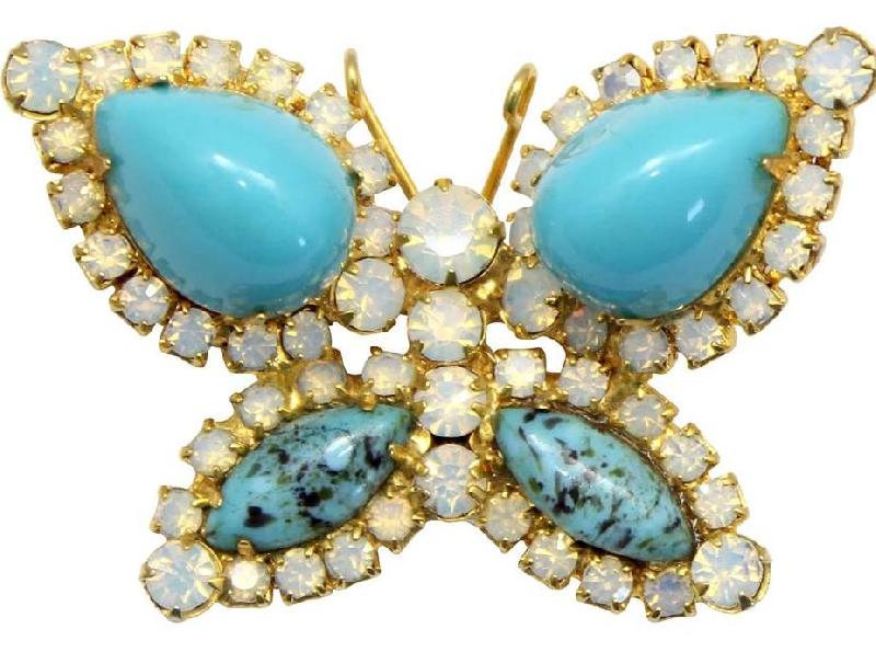 Front view of Turquoise Pear Spotted Brooch