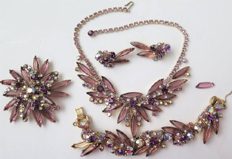 Front view of Purple (cardinal) Navettes Necklace