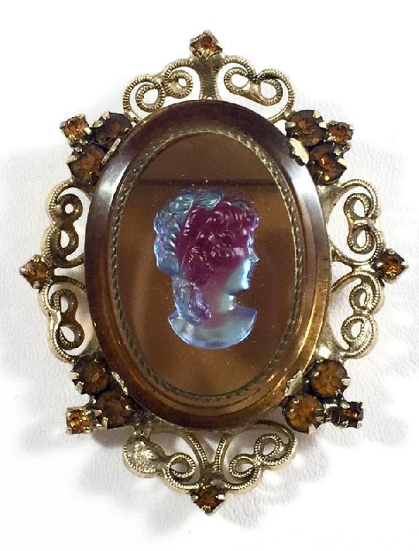 Front view of Topaz Cabochons Molded/Cut Brooch