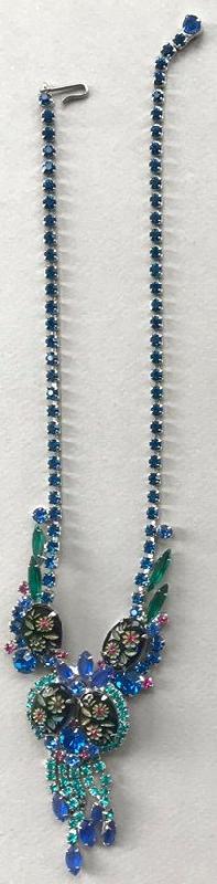 Front view of Blue Cabochons Molded/Cut Necklace