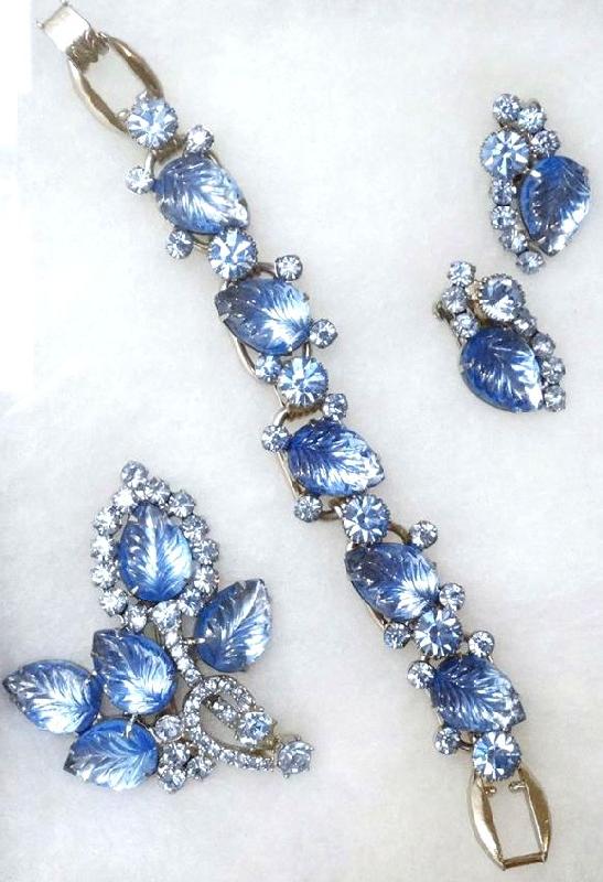 Front view of Blue Leaf Molded/Cut Earrings Clip