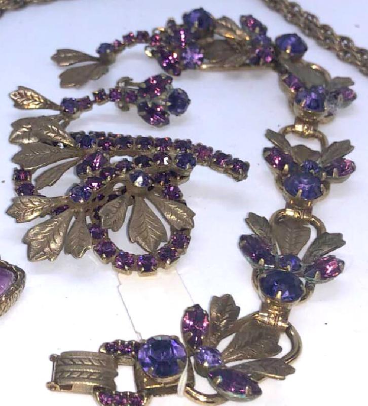 Front view of Purple (cardinal) Navettes Earrings Clip