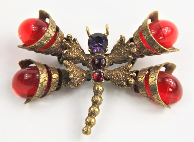 Front view of Red Cabochons Brooch