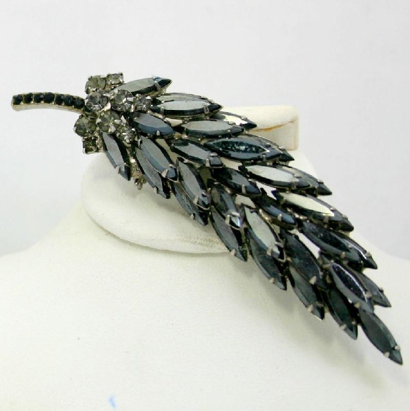 Front view of Hematite Navettes Brooch