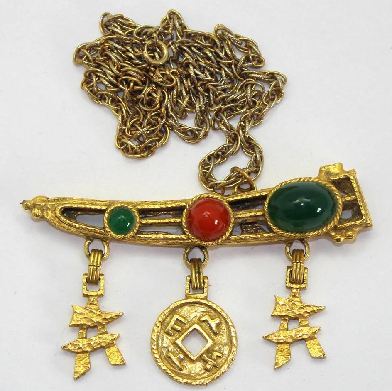 Front view of Multiple Colors Cabochons Plastic Pendant