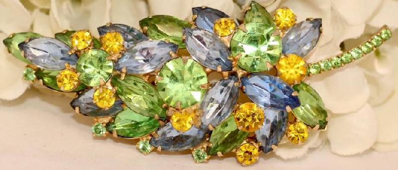 Front view of Pastel Navettes Brooch