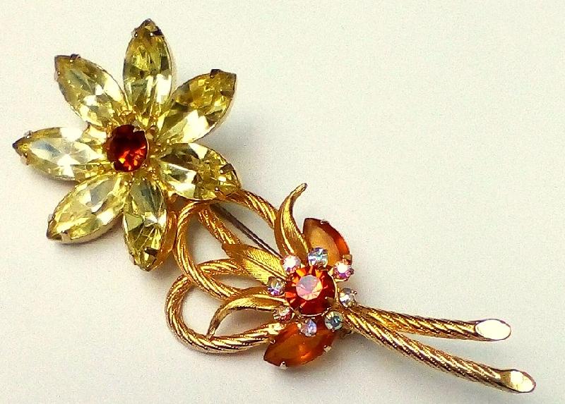 Front view of Multiple Colors Navettes Brooch