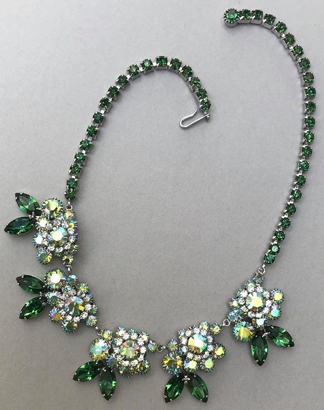 Front view of Green Navettes Necklace