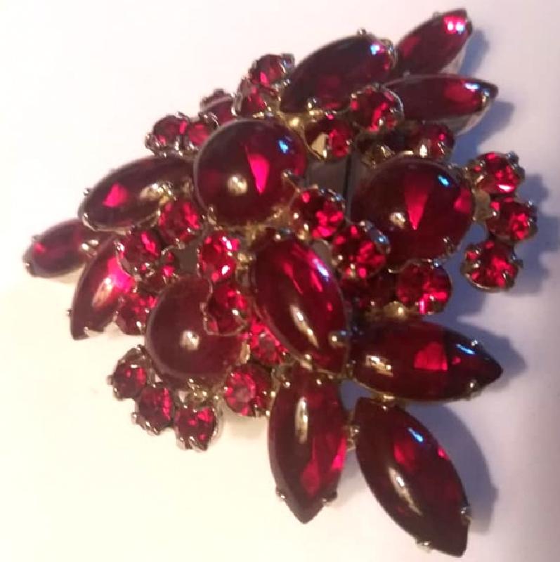 Front view of Red Cabochons Brooch