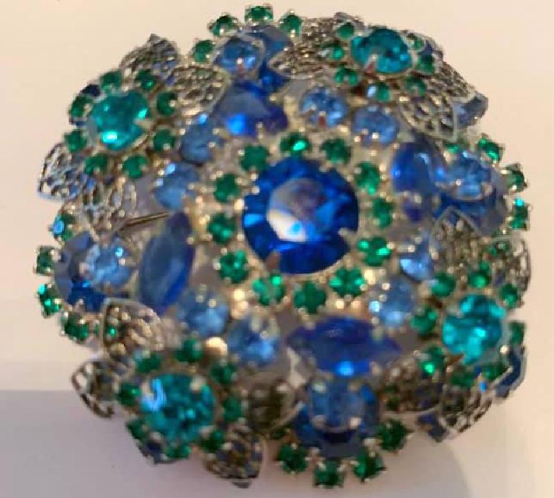 Front view of Multiple Colors Navettes Brooch