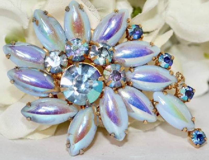 Front view of Blue Cabochons Multi-Color/Shaded Brooch