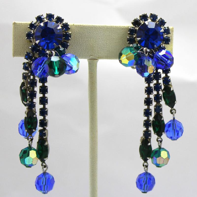 Front view of Blue Navettes Earrings Clip