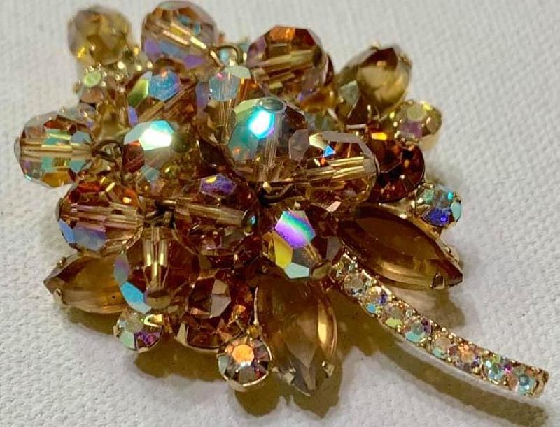 Front view of Topaz Navettes Brooch