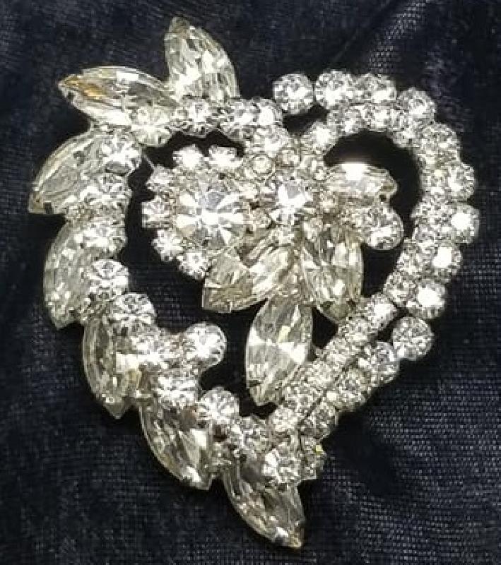 Front view of Clear Navettes Brooch