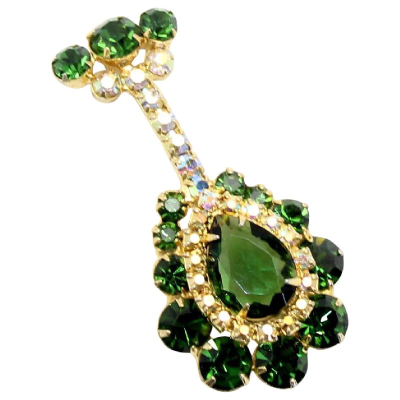 Front view of Green Pear Brooch