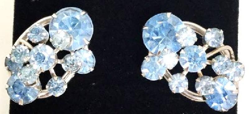 Front view of Blue Chatons Only Earrings Clip