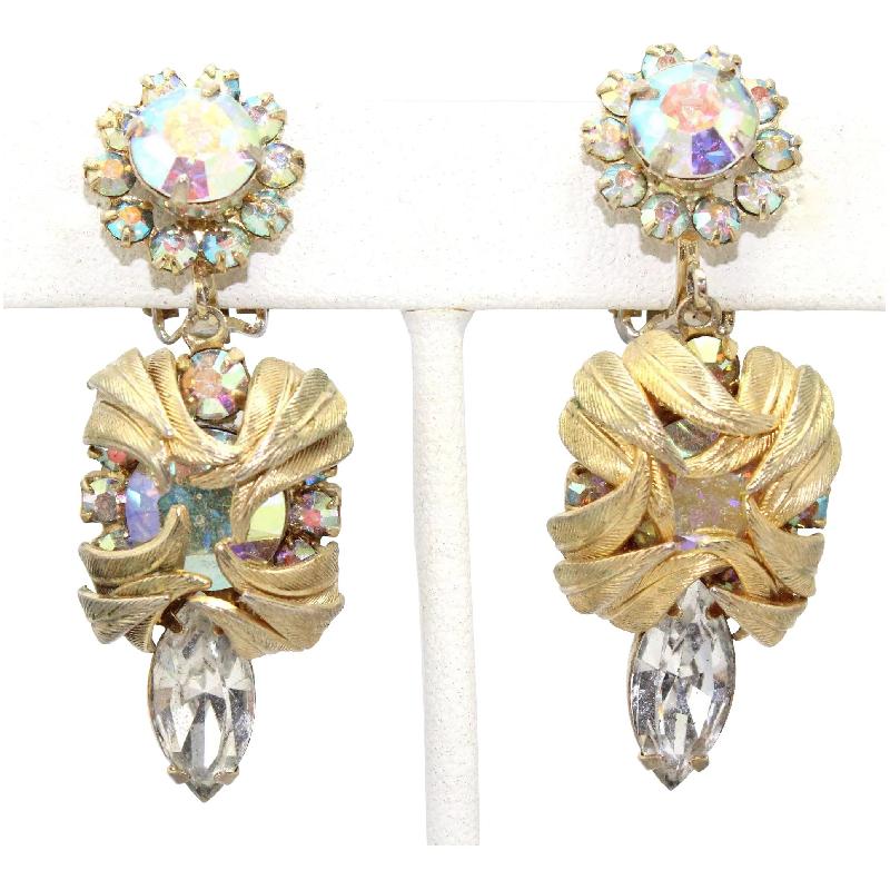 Front view of Clear Navettes Earrings Clip