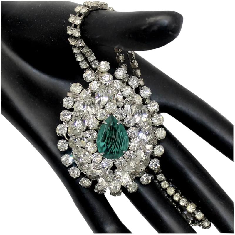 Front view of Green Pear Striped Pin Pendant
