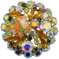Topaz Cabochons Painted (hand/Transfer) Brooch