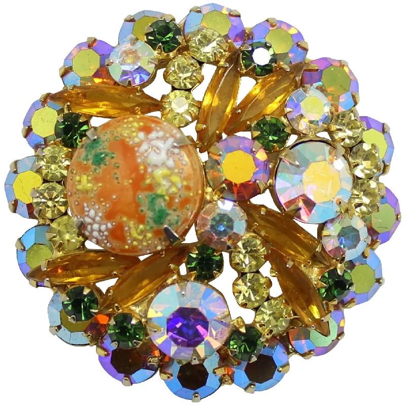 Front view of Topaz Cabochons Painted (hand/Transfer) Brooch