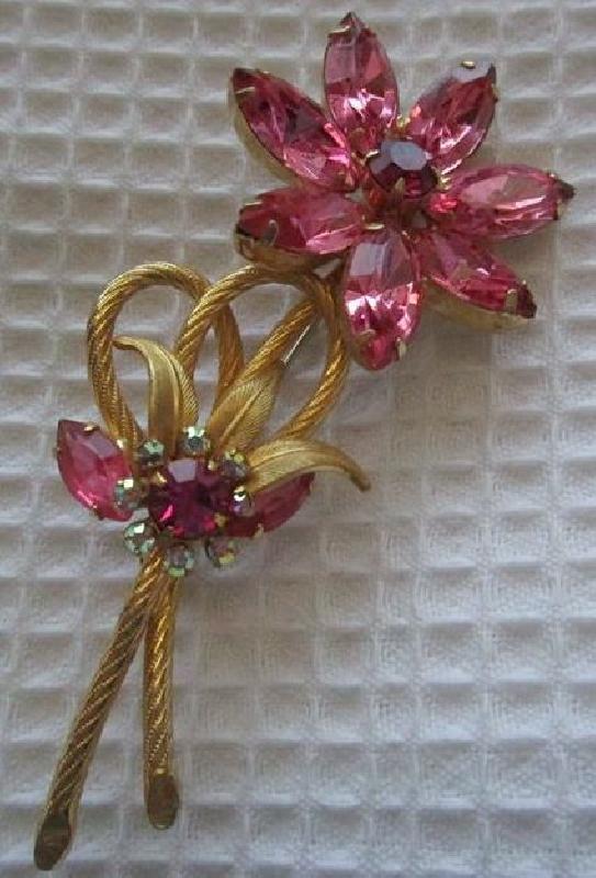 Front view of Pink Navettes Brooch