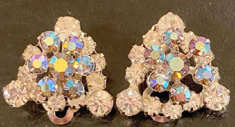 Front view of Clear Chatons Only Earrings Clip