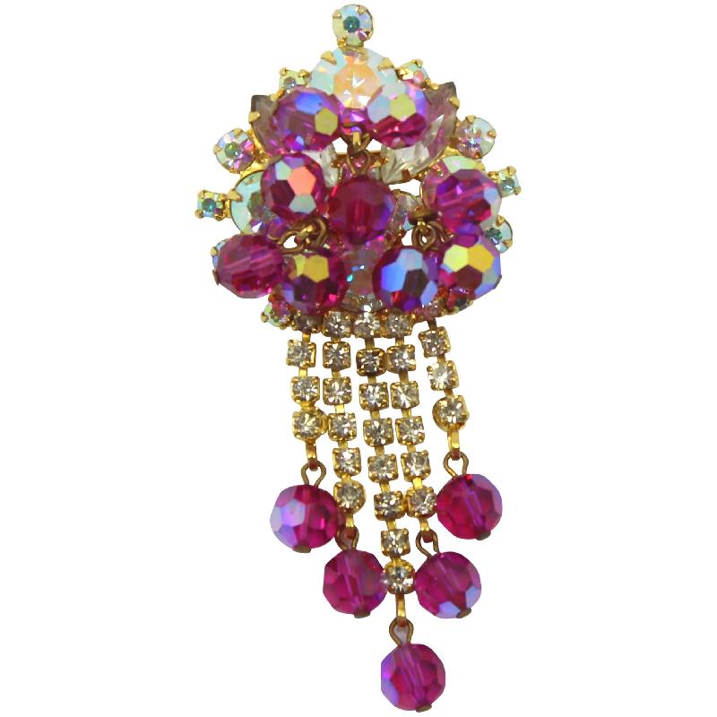 Front view of Pink Navettes Brooch