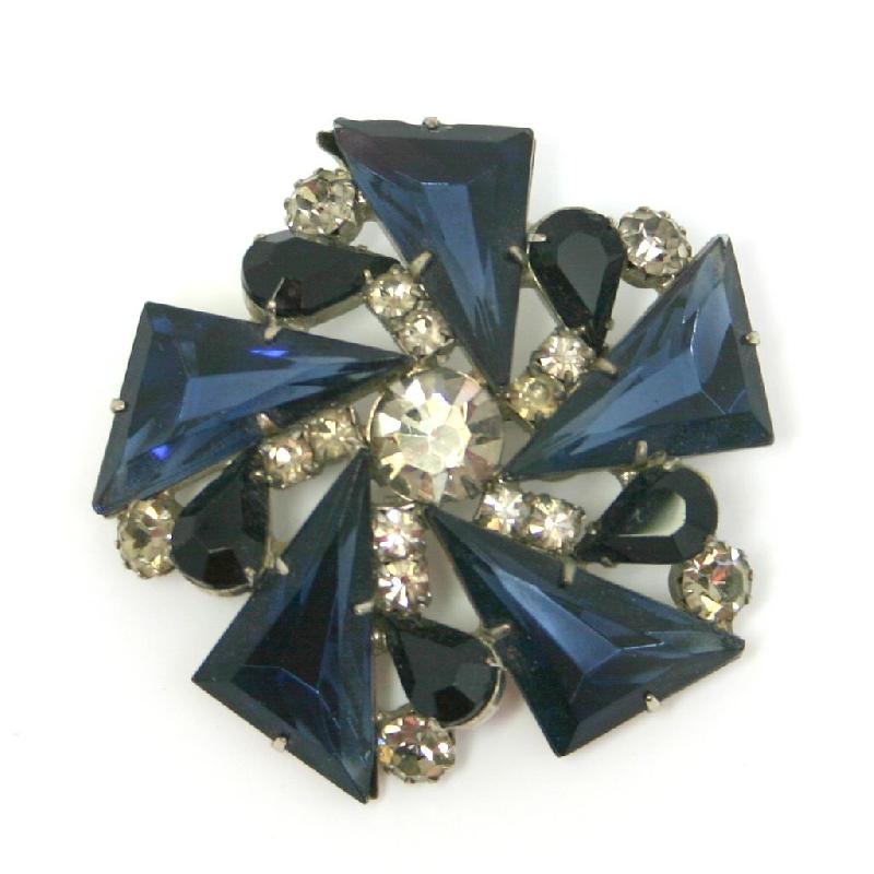 Front view of Blue Triangle Brooch