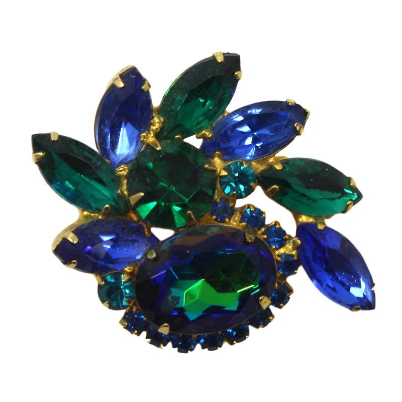Front view of Blue Oval Multi-Color/Shaded Brooch