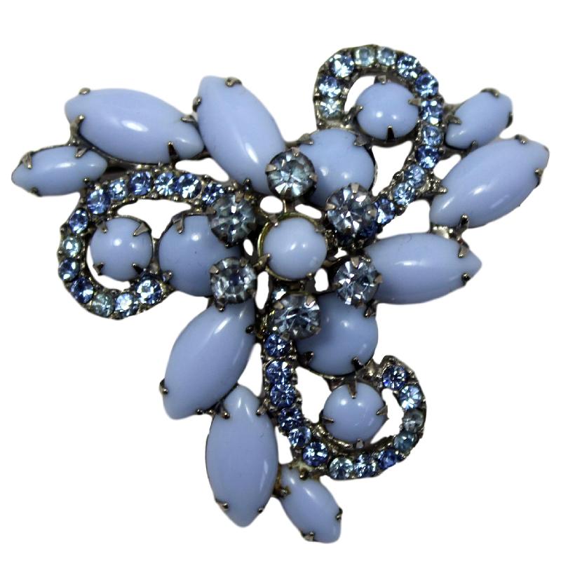Front view of Blue Cabochons Brooch