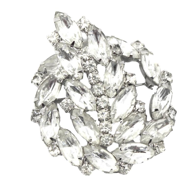 Front view of Clear Navettes Brooch