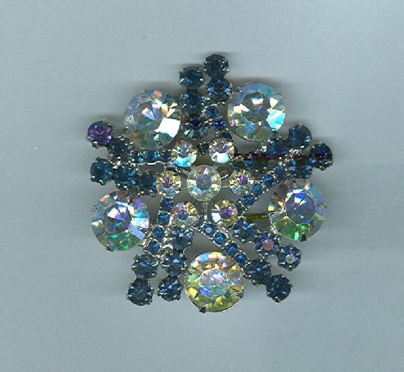 Front view of Blue Chatons Only Brooch