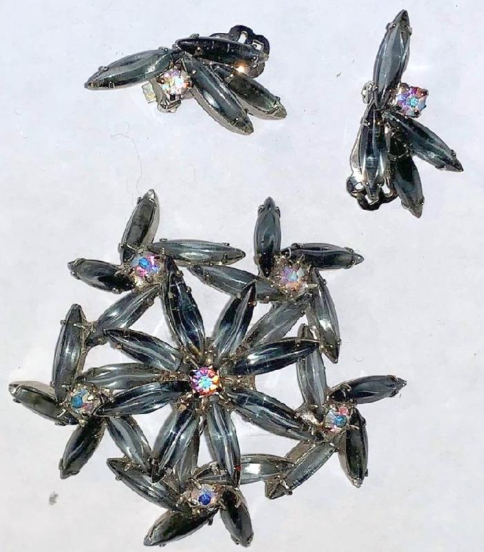 Front view of Gray (black Diamond) Cabochons Brooch