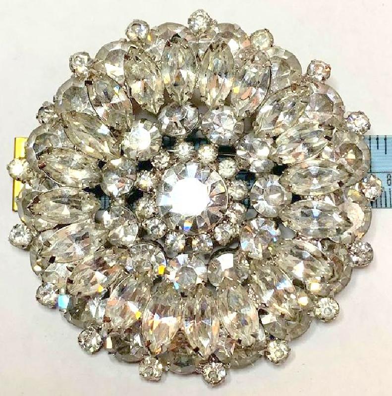 Front view of Clear Navettes Brooch
