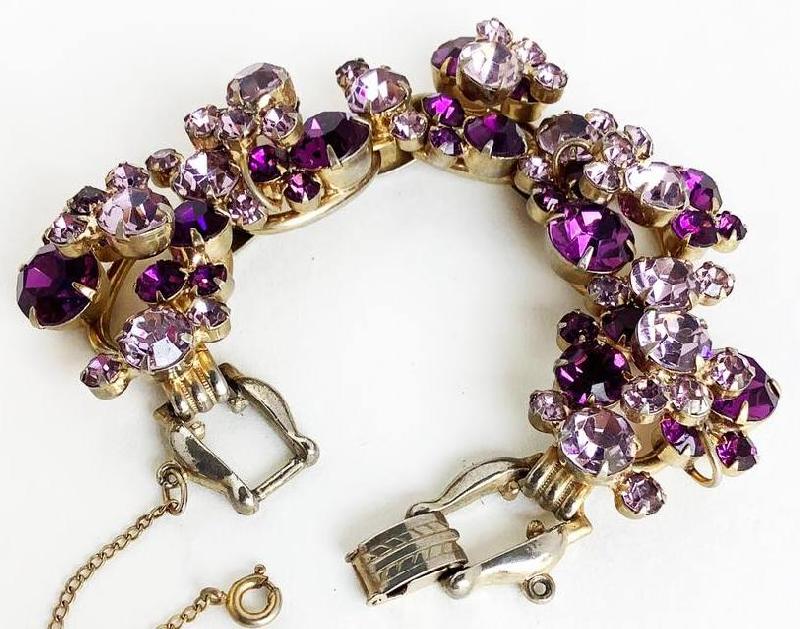 Front view of Purple (cardinal) Chatons Only Bracelet 5 Link