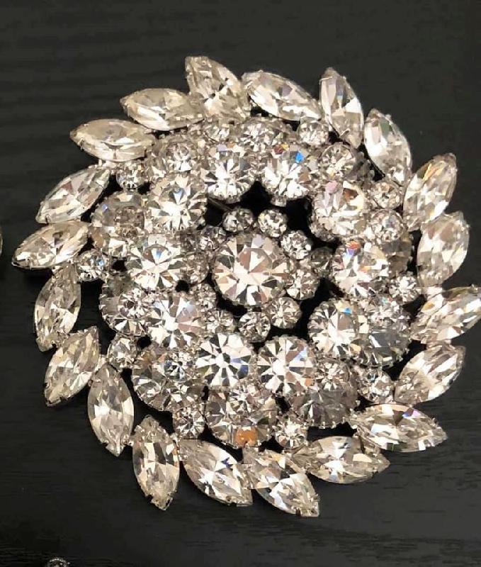 Front view of Clear Navettes Brooch