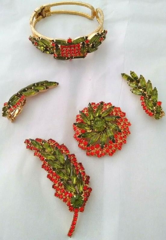 Front view of Multiple Colors Navettes Brooch