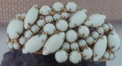 White (chalk Or Milk) Cabochons Bracelet Clamper