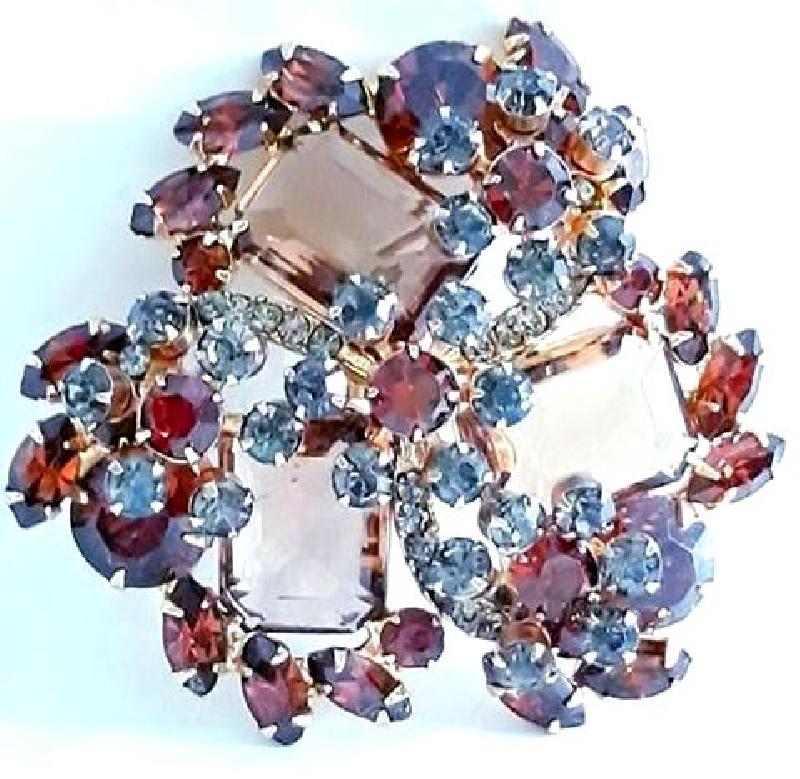 Front view of Multiple Colors Emerald Cut Brooch