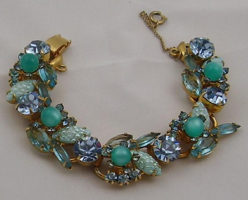 Front view of Blue Navettes Molded/Cut Bracelet 5 Link