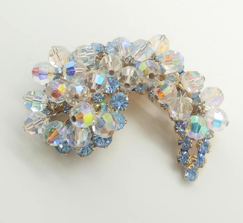 Front view of Blue Chatons Only Brooch
