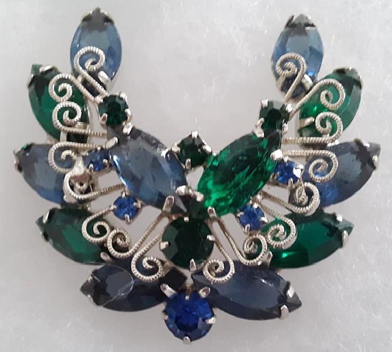 Front view of Multiple Colors Navettes Brooch